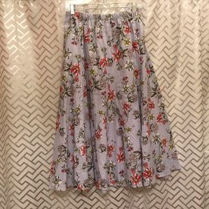 Soft Blue Floral Circle Skirt